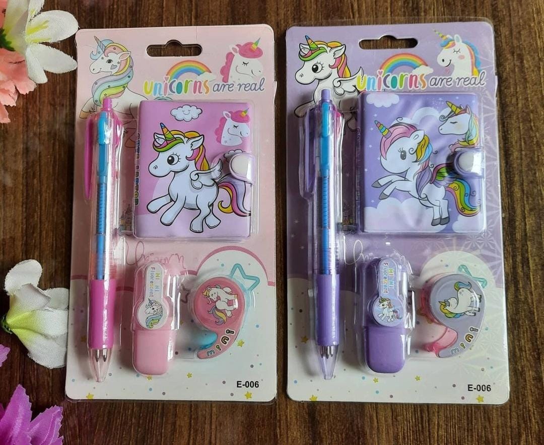 Unicorn Stationary Kit for Girls Pencil Pen Book Eraser Sharpener -  Stationary Kit Set for Girls/Birthday Gift